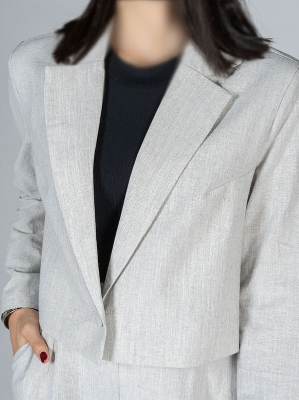 مانتو کتی اسپرت؛ خرید آنلاین ست کراپ کت و شلوار لینن نچرال