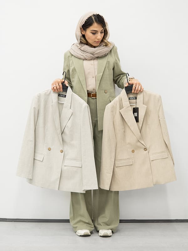 مانتو کتی اسپرت؛ کت شلوار لینن دو دکمه برای استایل اسپرت و باکلاس