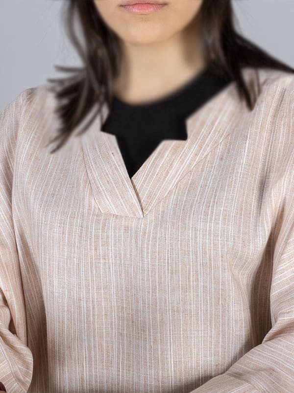 وست و شومیز؛ شومیز یقه هفت جلو بسته لینن برای انواع تیپ و استایل