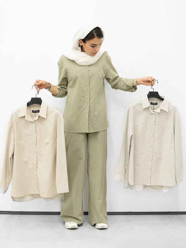 کت و شلوار شیک؛ استایل منحصر به فرد با شومیز و شلوار لینن نچرال